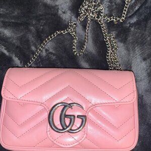 Gucci Pink GG Marmont Chevron Shoulder Bag